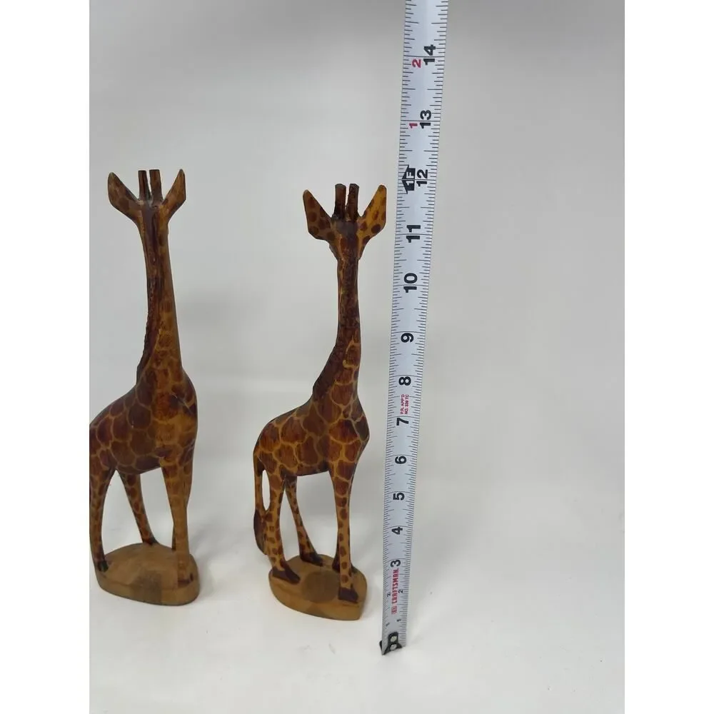 Pair Vintage Hand Carved & Painted 12